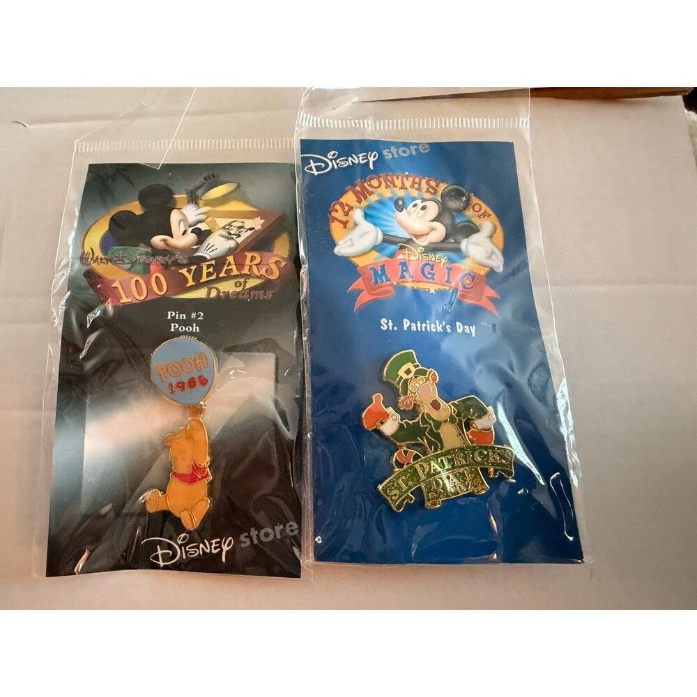 Disney Store Pins Lot 12 Months of Magic St Patrick's Day Tigger 100 Years Pooh